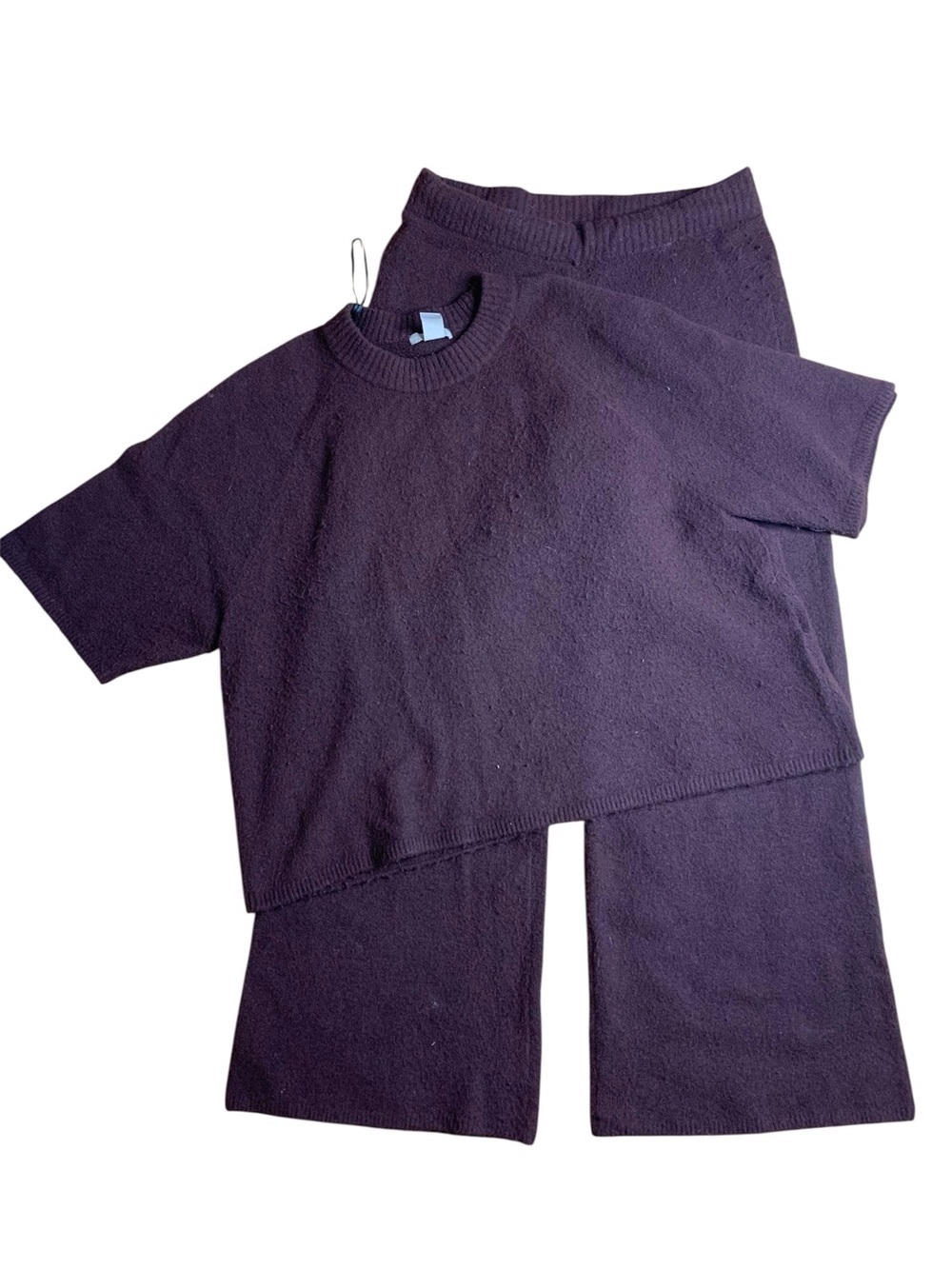 H&M Two-Piece Matching Knit Lounge Set - Dark Brown - Size Medium